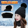 thumbnail image 2 of Audhol Scarf Hat Womens Earmuffs Add Flocking Thermal Cycling Warm Winter Hat Knitting Scarf Hat Face Scarf Mask for Women Black One Size, 2 of 4