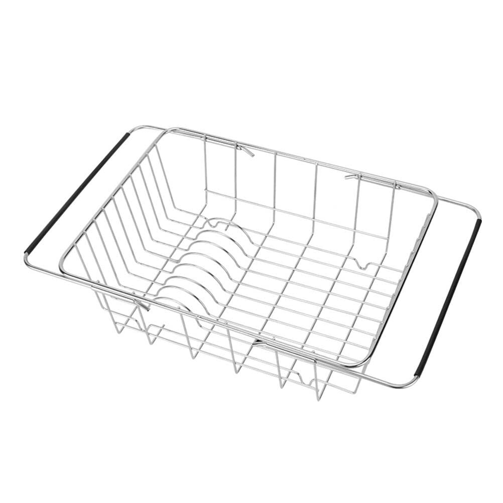 Stainless Steel Sink Drain Basket Expandable Dish Drying Rack Rustproof Dish Drainer Kitchen