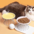 thumbnail image 4 of Comedero elevado para gatos, plato de cerámica, rejilla de hierro, accesorio resistente, cuenco minimalista para comida y agua para gatos, desmontable para comida seca y húmeda, 4 of 5
