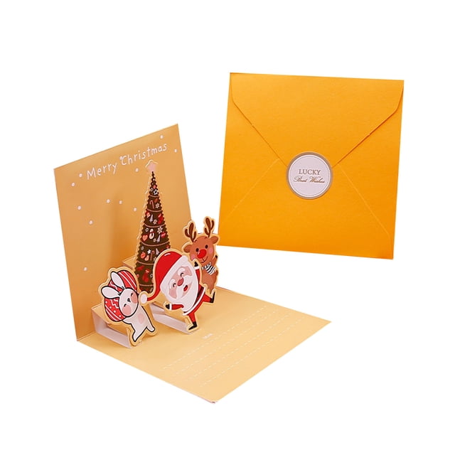 TIELUTT 3D Christmas Greeting Card Christmas Eve Message Thank You Notes with Envelopes Set Small Cute Blank Cards Large Thank You Cards Thank You for Shopping Cards 4x6 Greeting Cards Graduation