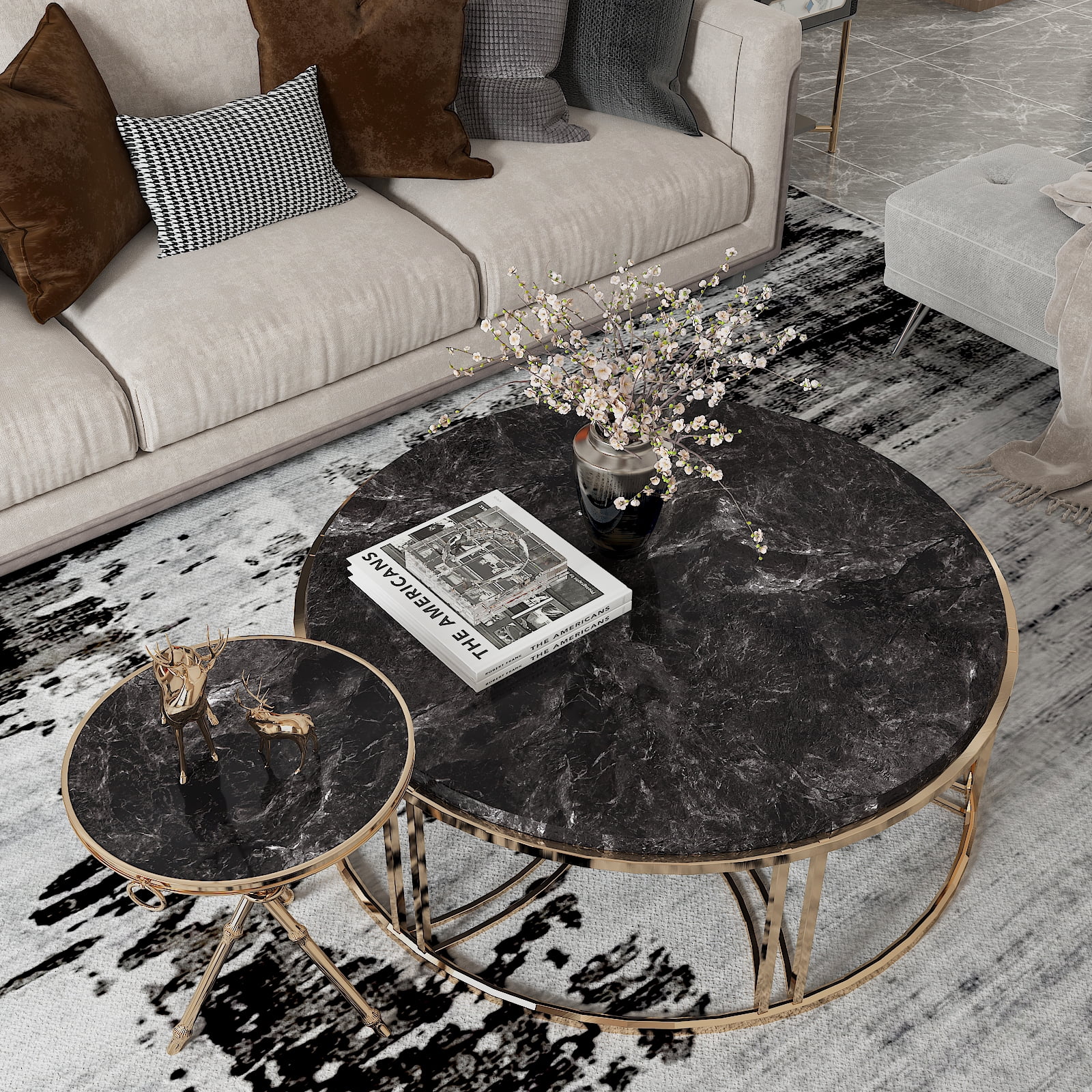 CHIHUT Marble Countertop Peel and Stick Waterproof Light Black Marble Contact Paper for Countertops Self Adhesive Removable Wallpaper for Renters Vinyl Countertop Wrap for Table Furniture 17.7''x100''