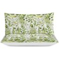 thumbnail image 3 of HAHDAXIA Plant Green Pattern Bedding Solid Comforter Set for All Seasons,3 Pieces(1 Comforter+2 Pillowcases),Soft Microfiber Bedding Set Queen(90"x90"), 3 of 7