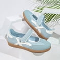 thumbnail image 5 of Domuza Women Retro Two-Tone Mary Jane Sneakers, Adjustable Magic Strap Cross Strip Casual Flat Shoes Non-Slip Gum Rubber Sole Daily Walking Footwear Blue 8（EU-40）, 5 of 9