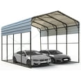 thumbnail image 6 of EROMMY 14'x20' RV Carport, Heavy Duty Car-Port with Reinforced Metal Frame, Weather-Resistant Galvanized Steel Roof Shelters, Outdoor Car-Shed for 2 Vehicles, Truck, Boat and SUV, Gray, 6 of 7