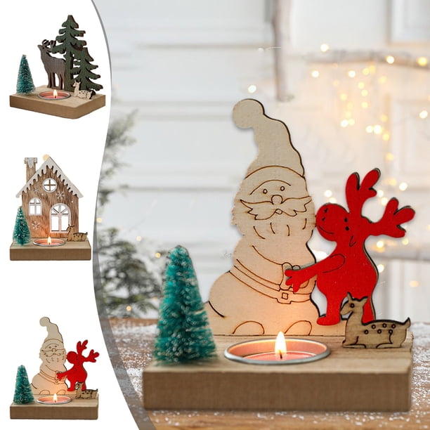 Adornos de Candelabros Navideños Vela de Cena Vela de Té Decoración de Mesa de Comedor Xihbxyly