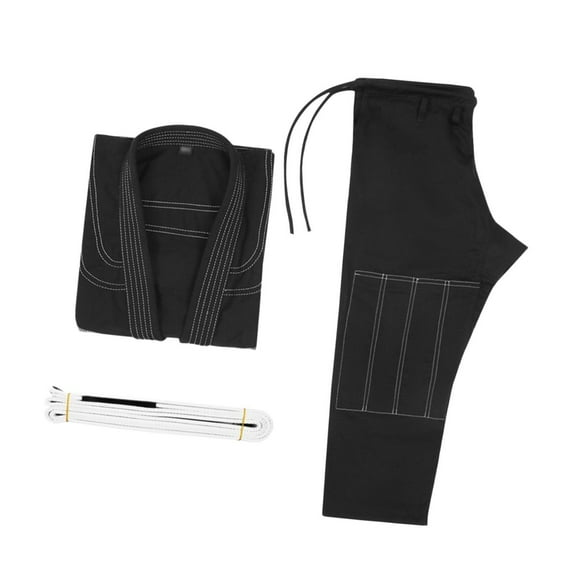 ZLight Costume de Jiu-Jitsu Brésilien Gi Résistant à l'Usure avec Ceinture Pantalon Veste Équipement Gi Noir A3