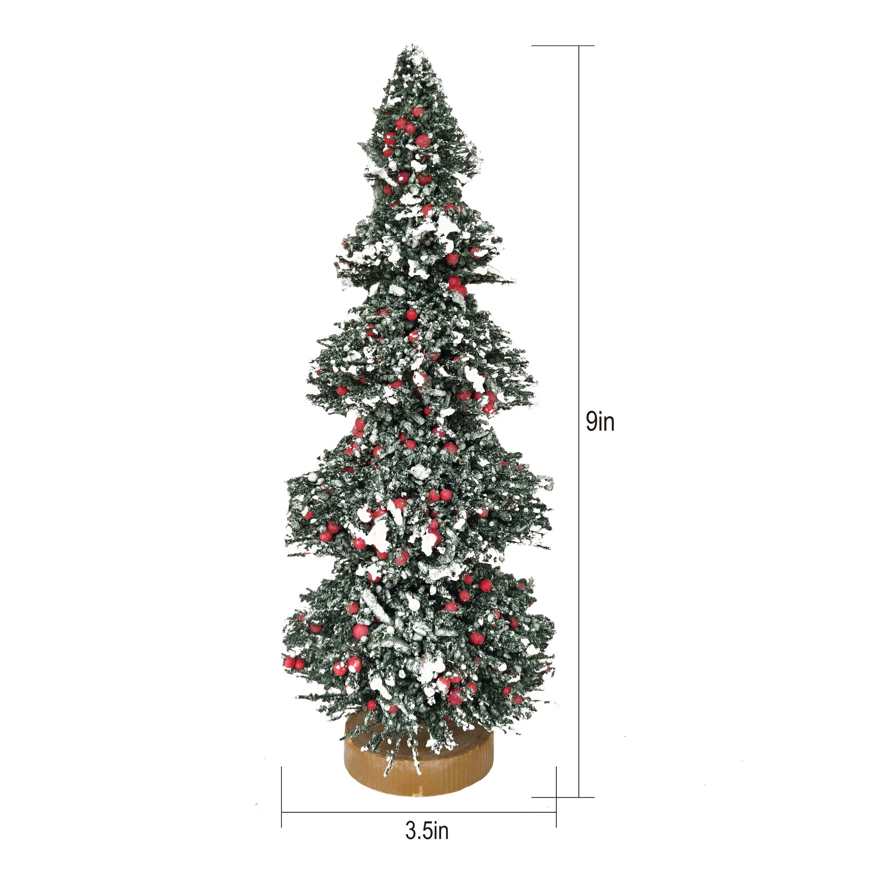 Christmas Village Snow and Berry Pine Tree, Multicolor, Multicolor, 9", by Holiday Time