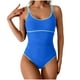 thumbnail image 2 of Karight Womens Modest Color Block One Piece Full Coverage Tummy Control Bathing Suit Slimming Long Torso Sporty Swimsuits, 2 of 6