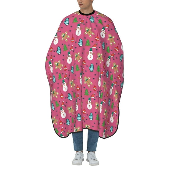 ZICANCN Hair Cutting Cape for Adults, Snowman Christmas Pink Tree Cape Salon Barber Cape for Hair Stylist Shampoo Capes Waterproof, 55x66 Inches