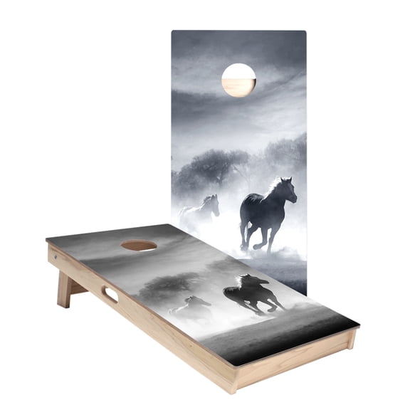 Black And White Horses Star Cornhole Boards