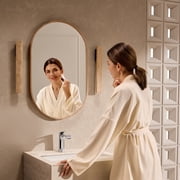 JOMOO Waterfall Bathroom Faucet, Spin-Lock Quick Install, Low-Lead Brass, Pop-Up Drain Included, Chrome