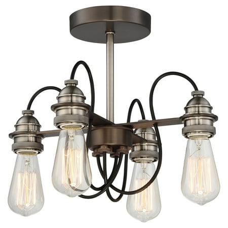 - Minka Lavery Uptown Edison Semi Flush Mount - Harvard Court Bronze with Pewter