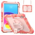 thumbnail image 2 of ELEHOLD Rugged Case for iPad 11th(A16) 2025/10th 2022, 360° Rotating Kickstand Hand Shoulder Strap Pencil Holder Built-in Screen Protector Full-Body Shockproof Protective Cover,Pink, 2 of 9