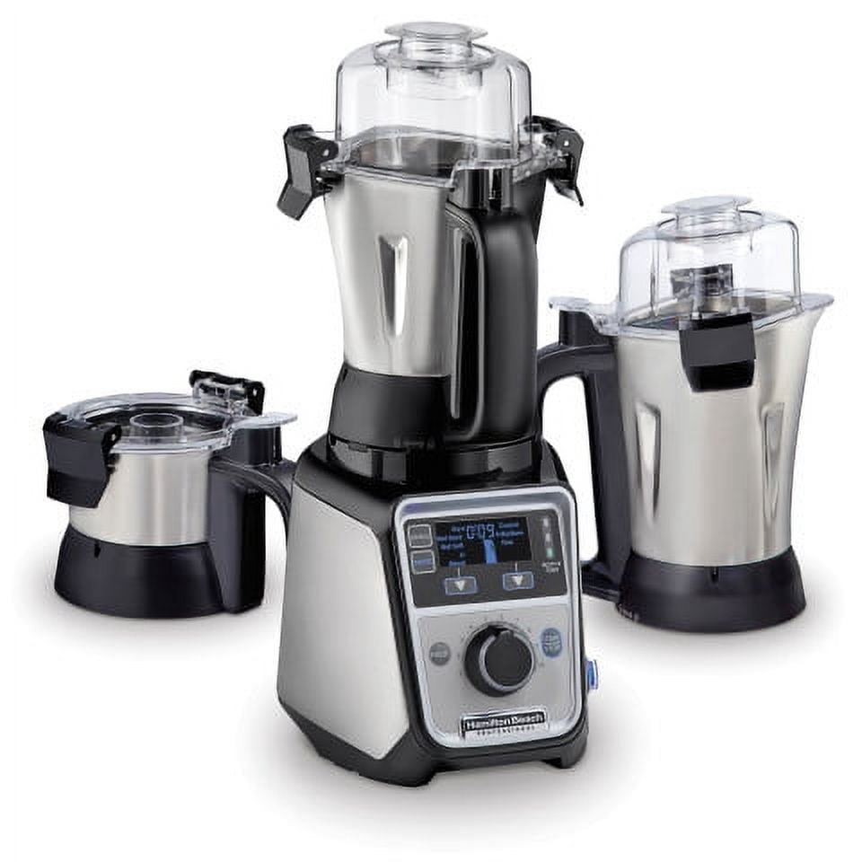 Hamilton Beach Professional 2.2 HP 120V Juicer Mixer Grinder with 3 Stainless Steel Jars, 1.5 Liters, Model 58770