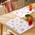 thumbnail image 4 of Pink Coral Coastal Placemats Set of 6 Nautical Summer Beach Ocean Sea Place Mats Indoor Wipeable Table Mats Washable Cloth Dining Table Placemats for Kitchen Holiday Party Home Decor 13x19 Inch, 4 of 9