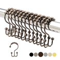 thumbnail image 1 of 2lbDepot Anneaux de Rideau de Douche - Finition Bronze Huilé - Acier Inoxydable Premium 18/8 - Crochets Doubles avec Rouleaux Faciles à Glisser - Six Finitions Disponibles - Ensemble de 12 pour Tringles de Douche, 1 of 2