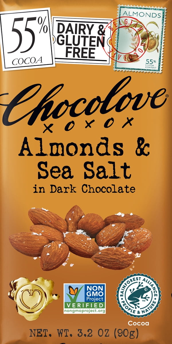 Chocolove Almonds & Sea Salt in 55% Dark Chocolate, 3.2oz