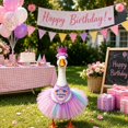 thumbnail image 5 of RUINIXCW Porch Goose Birthday Outfit for 23 inch Cement Plastic Goose Statue Accessories Garden Porch Goose Clothes Crown Hat with Scarf and Tulle Skirt Set Yard Patio Lawn Art Decor (No Goose), 5 of 6