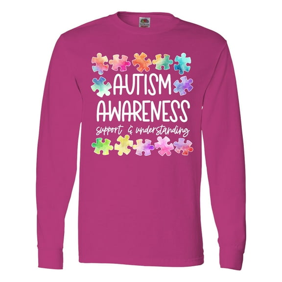Inktastic Autism Awareness Support and Understanding Puzzle Pieces Long Sleeve T-Shirt