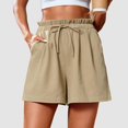 thumbnail image 2 of JIKNTTR Workout Shorts Women Solid Color High Waist Stone Wash Wrinkl Shorts Casual Beach Shorts Lightweight Summer Shorts for Women, 2 of 5