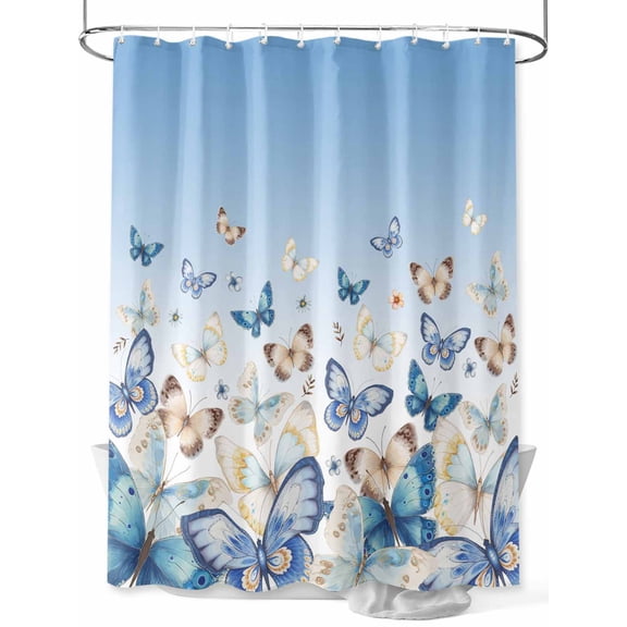 nqOlkjepod Blue Ombre Butterfly Shower Curtain, Waterproof Shower Curtains for Bathroom, Pastoral Farmhouse Butterflies Washable Fabric Bathtub Curtain Set Bath Decor with 12 Hooks 48"x72"