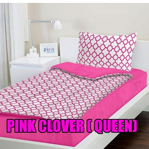 As Seen On Tv Zipit Bedding Set Pink Clover Queen Walmart Com Walmart Com
