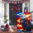 thumbnail image 2 of Remain Unique 4th of July Patriotic Linen Garden Flag for Outside 12x18 inch Double Sided Memorial Day Independence Day Garden Flags with American Eagle Glass Style for Yard, 2 of 5
