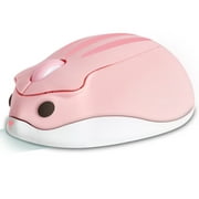 CHUYI Cute Hamster Shape Wireless Silent Mouse Cartoon Mini Portable Travel Mute 1200DPI Novelty Optical Unique Small Cordless Quiet Mice for Computer Laptop PC for Kids Gift (1 Pack-Pink)