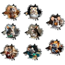 3D Mouse Hole Realistic Wall Sticker Mouse Coffee Decal Kids Room Wall Decor Sticker Funny Animal Peel and Stick Stickers Decal for Children Room Kitchen Home Bedroom Classroom Plastic