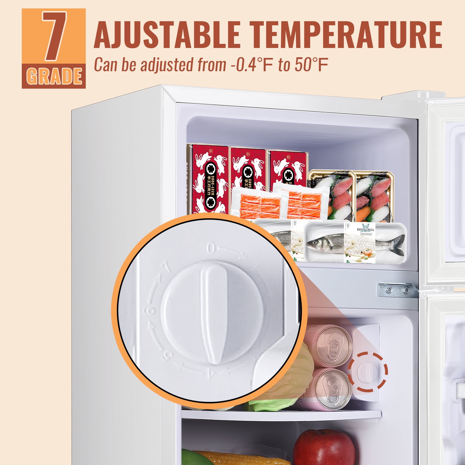 2.4 Cu.Ft Mini Fridge Small Refrigerator with Freezer 2 Removable Plastic Shelves Two Door White New