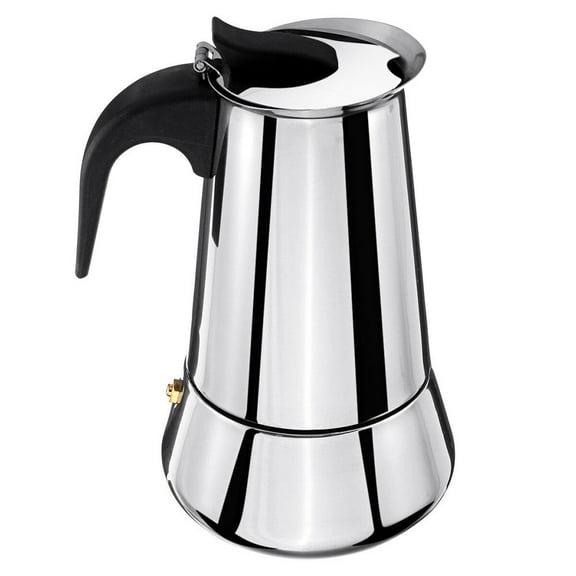 1 Pc 6 Cup Stovetop Espresso Maker Stainless Steel Moka Pot Stove Top Percolator Italian Coffee Makers Capable Mocha Machine Cafe Classic Induction Cookers for Home and Camping, 7.28"x4.33", Large