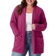 thumbnail image 2 of Cueply Women's Plus Size Open Front Cardigan Long Sleeve Ribbed Knit Lightweight Sweater Casual Outerwear with Pockets 1X-4X, 2 of 7