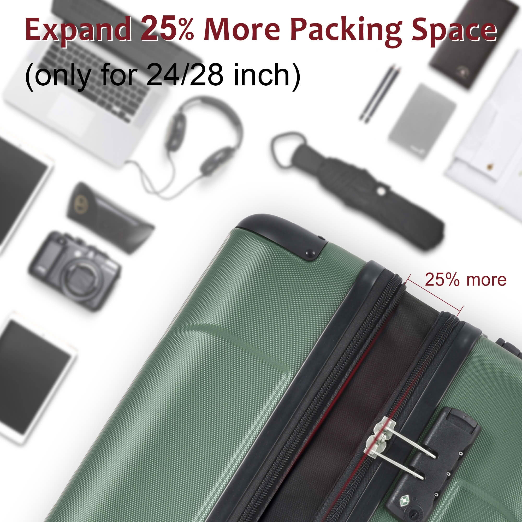 MAYEERTY 2 Piece 20+28Inch Expandable Hardshell Luggage Set, ABS Suitcases with Spinner Wheels, TSA Lock for Short and Long Distance Trave