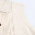 thumbnail image 6 of Amidoa Button down Women's Coats Beige Knit Vest Soft Sleeveless Lapel Collar Sweater Jackets for Women Free Size, 6 of 8
