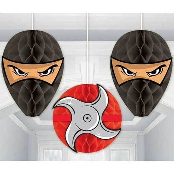 Various Ninja Honeycomb Decorations, 3 Pieces