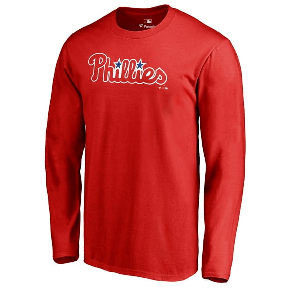 Men's Red Philadelphia Phillies Team Wordmark Long Sleeve T-Shirt