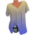 thumbnail image 4 of Summer Savings Clearance! cocolona Womens Summer Plus Size Tops Fashion Casual Gradient Color Print V Neck Short Sleeve Ruched Shirts Loose Tees Blouse on Clearance, 4 of 5