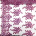 thumbnail image 1 of Floral Bridal Lace Sequins Beaded Scallop Fabric for Dresses 52’’ BTY (Lavender), 1 of 6