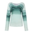 thumbnail image 3 of Womens Tops Women Fashion V-neck Landscape Print Pullover Long Sleeve Loose Blouse Tops Autumn And Winter Long Sleeve Top Womens Tops Dressy Casual Printed Off Shoulder Sleeve Loose T-Shirt Blouse, 3 of 7