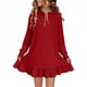 thumbnail image 1 of Vestidos de Manga Larga de las Niñas Tamaño 7-8 Lindo Color Sólido Suelto Vestido con Capucha, Vestido de Manga Larga de la Niña para el Uso Diario Informal, 1 of 9