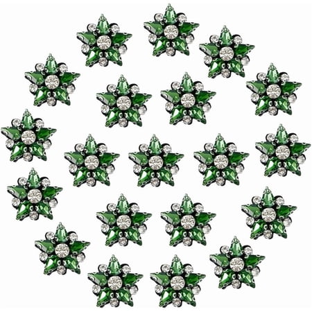 20Pcs Star Garment Accessores Sew on Beading Patches Appliques Badges with Felt Base for Clothes Dress Platinum Green 30x32x8mm creative