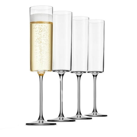 

Glass Champagne Flutes 4 Pack 6-Ounce Champagne Glasses 4Pc Set Premium Edge Blown Glass Wine Glass
