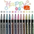 12 Colors Shimmer Double Line Outline Markers, Metallic Art Paint Pen