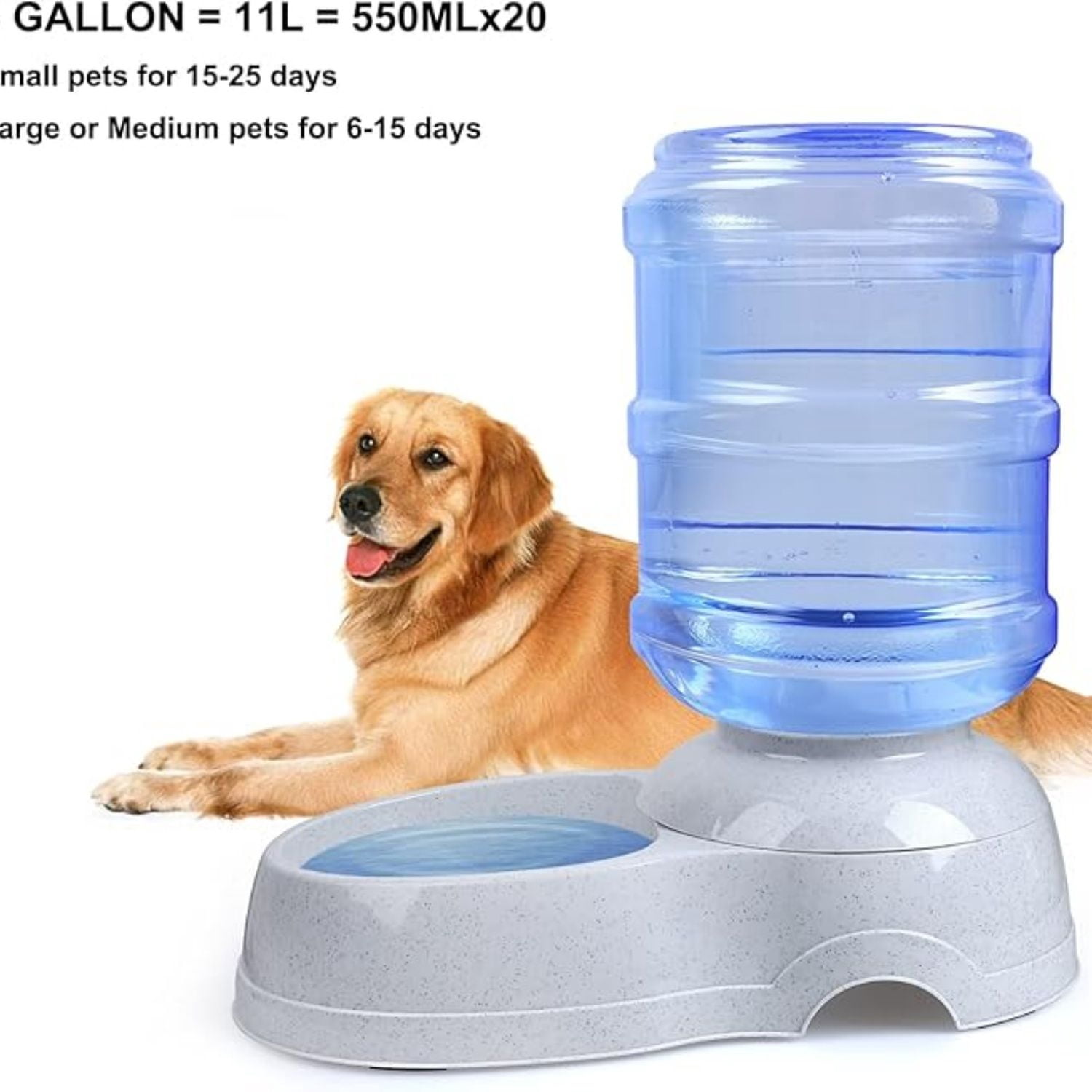 3 Gallon/11L Replenish Pet Waterer for Large Dog Cat Animal Automatic Gravity Water Drinking Fountain Bottle Bowl Dish Stand