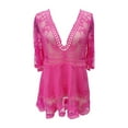 thumbnail image 5 of Sun Shirts for Women Long Sleeve UV Protection Spf Shirts for Women Long Sleeve Women's Summer Casual Dress V Neck Lace Hollow Out Beach Cover Up Bikini Dress For Vacation Resort Holiday Party, 5 of 5