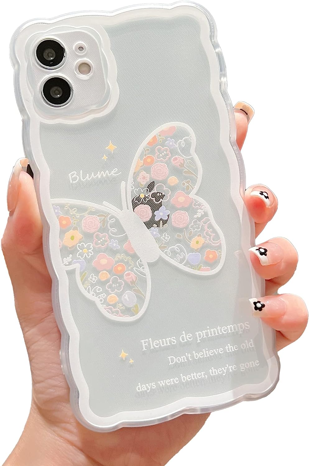Compatible with iPhone 11 Case Cute Cartoon Floral Butterfly Design for