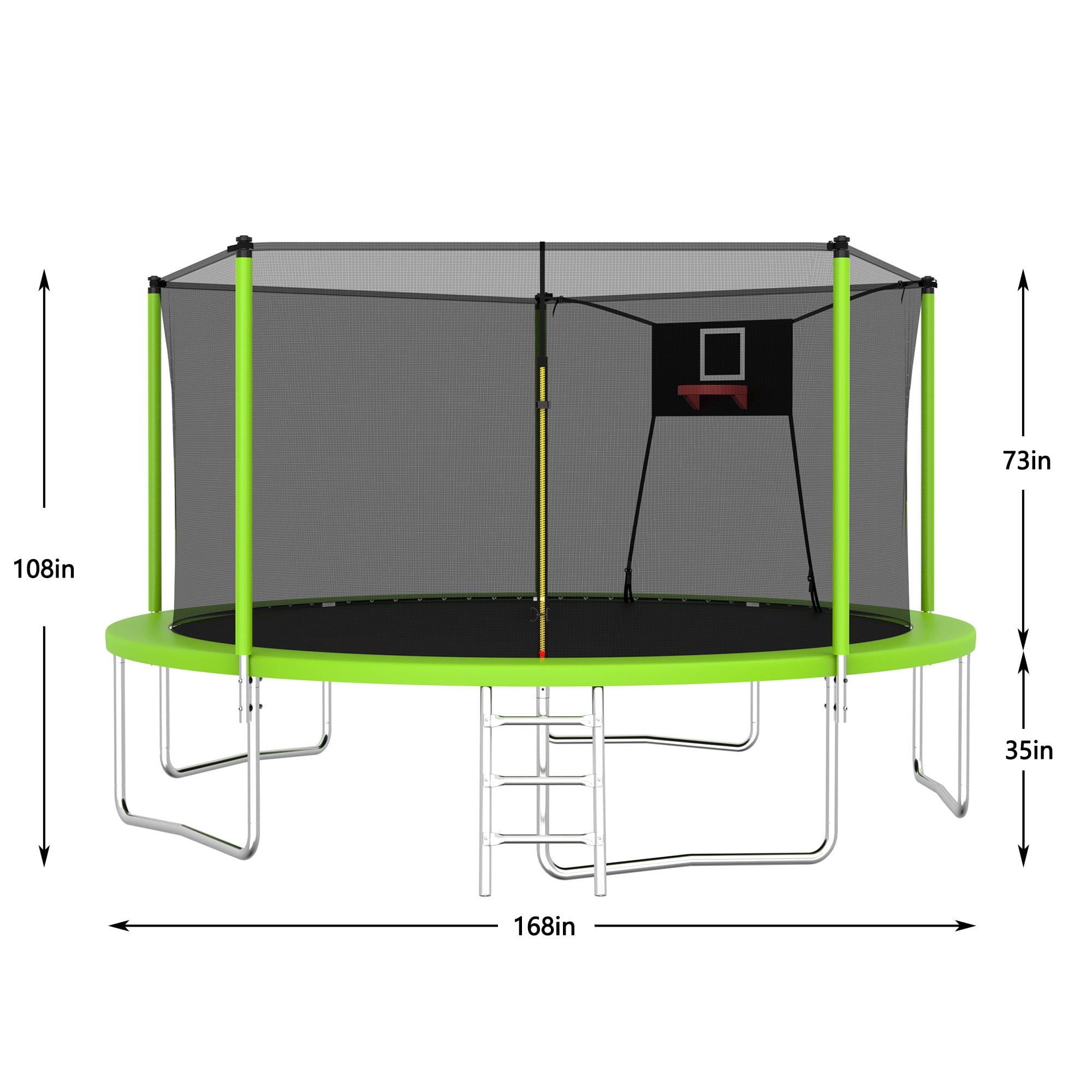 14FT Trampoline with Enclosure for Kids and Adults, SEGMART Upgraded Kids Recreational Outdoor Trampoline with Basketball Hoop, Ladder, Heavy Duty Round Backyard Trampoline for Indoor Outdoor