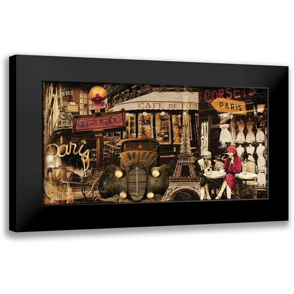 Sophie 6 14x9 Black Modern Framed Museum Art Print Titled - Streets of Paris