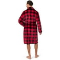 thumbnail image 3 of PAVILIA Mens Robe, Soft Plaid Robe for Men, Fleece Warm Long Bathrobe for Bath Shower Spa with Shawl Collar and Pockets, Plush Microfiber - Black and Red Buffalo Plaid Checkered S/M, 3 of 8