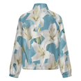 thumbnail image 6 of Jackets for Women Winter Coat Jackets Flannel Stand Collar Jacket(White Lily Floral Print,Size:S-4XL), 6 of 7